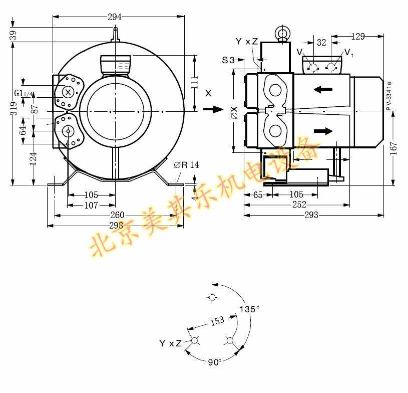 4GH210/550w高壓鼓風機尺寸圖